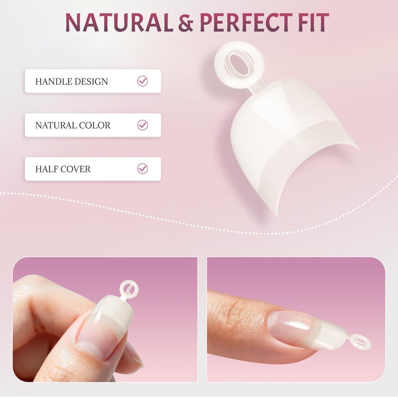 ranrose 600pcs Short Nail Tips- Oval Half Cover False Tips 12 Sizes French Acrylic Nails for DIY Nail Salon - Image 4